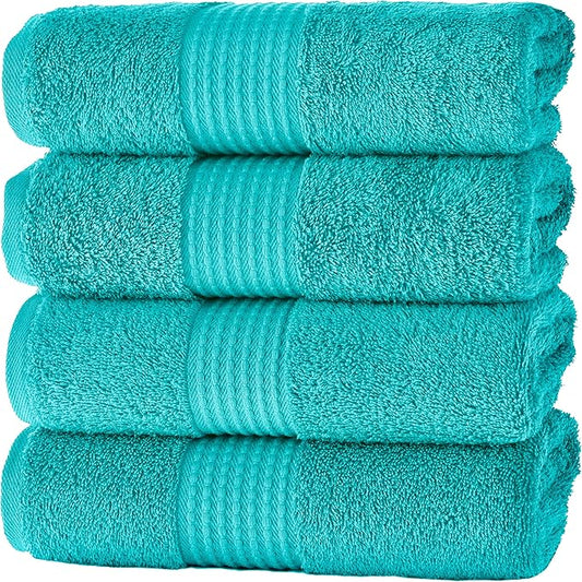 MAURA Basics Hand Towels for Bathroom with Hanging Hook Loops. Soft, Durable, Long Lasting and Absorbent Hand Towel Sets for Bathroom, American Standard Size 16"x28", Turquoise