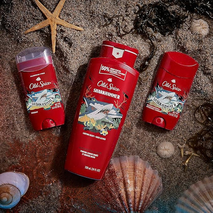 Old Spice Cleansing Body Wash for Men, 3X Defense, 24/7 Shower Fresh with Lasting Scent, 2-in-1 Body & Face Wash, Sharkhammer Scent, 24 oz (Pack of 4)