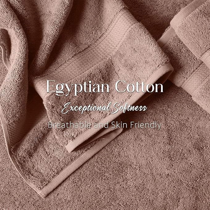 Superior Egyptian Cotton Pile 3-Piece Towel Set, 1 Bath, 1 Hand, 1 Face Towel/Washcloth, Heavyweight, Ultra Soft Luxury Towels, Thick Plush Essentials, Guest Bath, Spa, Hotel Bathroom, Muted Mauve