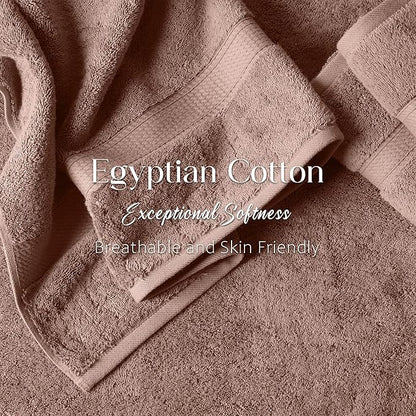 Superior Egyptian Cotton Pile 3-Piece Towel Set, 1 Bath, 1 Hand, 1 Face Towel/Washcloth, Heavyweight, Ultra Soft Luxury Towels, Thick Plush Essentials, Guest Bath, Spa, Hotel Bathroom, Muted Mauve
