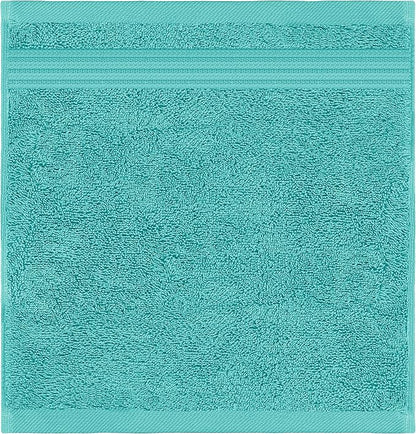 American Veteran Towel, 100% Cotton Turkish Washcloths for Bathroom Essentials 4 Pack, Soft Absorbent Wash Cloths Quick Drying Small Towels Washrags, Turquoise Blue