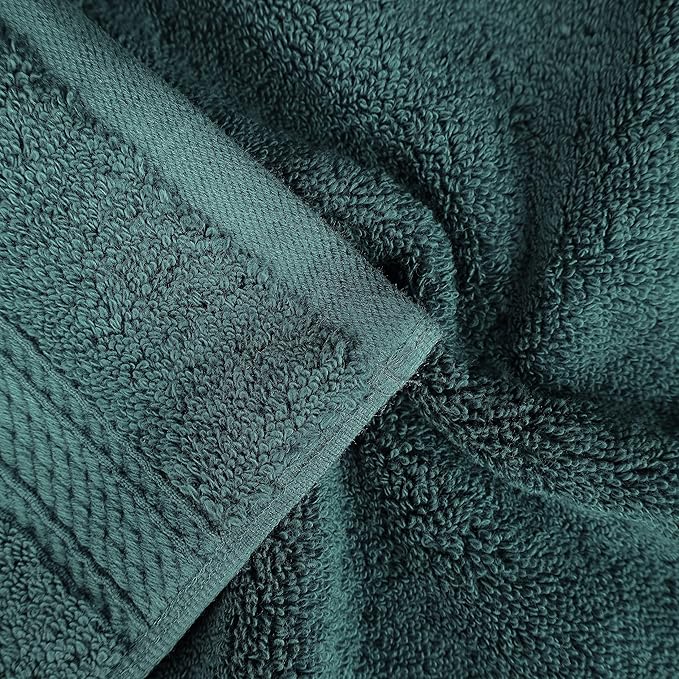 BNM Egyptian Cotton Heavyweight Towels, Ideal For Bathroom, Shower, Spa, Hotel, 800 GSM, Face/ Washcloths, Hand Towels, Bath Towels, Highly-Absorbent, Luxury Home Basics, 9 Piece Towel Set, Teal