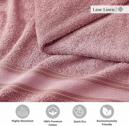 Lane Linen 100% Cotton Bath Sheets 4 Pack (35"x66") - Zero Twist Cotton Extra Large Bath Towels Set - Quick Dry, Soft & Absorbent Oversized Towel Set - Holds Well after Multiple Washes - Wishful Mauve