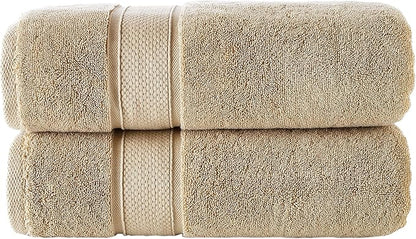NOVA Luxury Linen - Hotel Quality Turkish Towel Set for Bathroom (2 Pcs Bath Towel Set, Warmsand Beige)