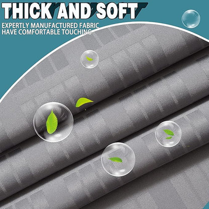 Conbo Mio Extra Wide No Hook Shower Curtain with Snap in Liner Set, 108" x 74" Hotel Luxury Grey Shower Curtains for Bathroom with See Through Top Window, Waterproof, Washable 108W x 74H