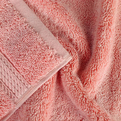 BNM Egyptian Cotton Heavyweight Towels, Ideal For Bathroom, Shower, Spa, Hotel, 800 GSM, Face/ Washcloths, Hand Towels, Bath Towels, Highly-Absorbent, Luxury Basics, 9 Piece Towel Set, Tea Rose Pink