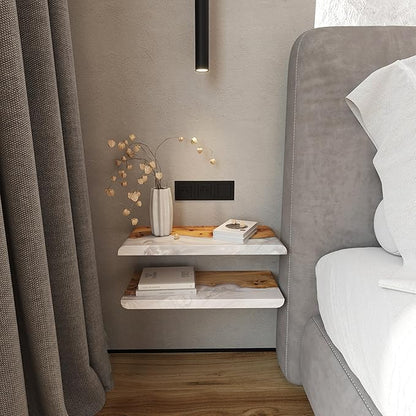 RWA Live Edge Floating Shelf – Unique Wood Floating Shelf for Wall Decor, Living Room, Bedroom, or Bathroom – Stylish Decorative Wall Shelves for Home & Office (Platinum, 24x7)