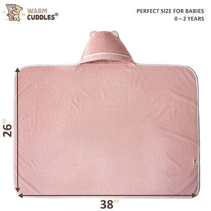 Premium Baby Bath Towel - Rayon Made from Bamboo Hooded Baby Towels - Newborn Baby Towel with Hood - Large Hooded Towel for Newborn Infant Boy Girl (Pink)