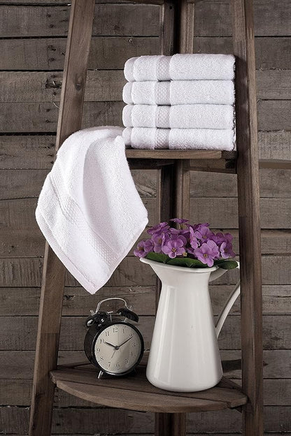 BAGNO MILANO Turkish Towels, Ultra Soft, Plush Luxury Turkih Cotton Bath Towels, Quick Dry Towel Set Made in Turkey (White, 6 Pcs Towel Set)
