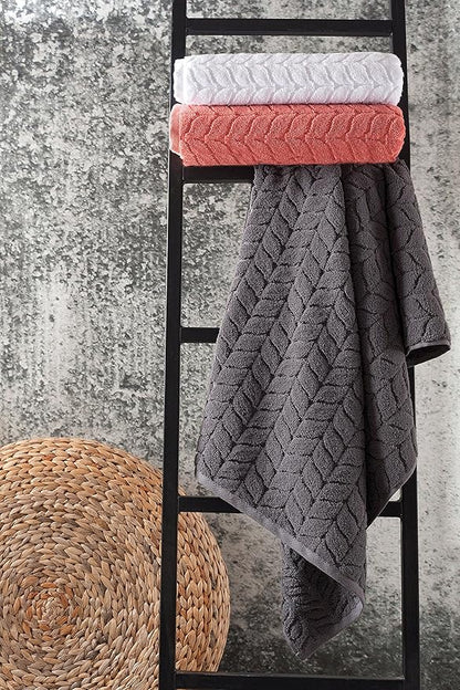 BAGNO MILANO Turkish Cotton Ultra-Soft Plush Absorbent Quick Dry Bathroom Towel Set, Made in Turkey (Gray, 2 pcs Bath Towel Set)