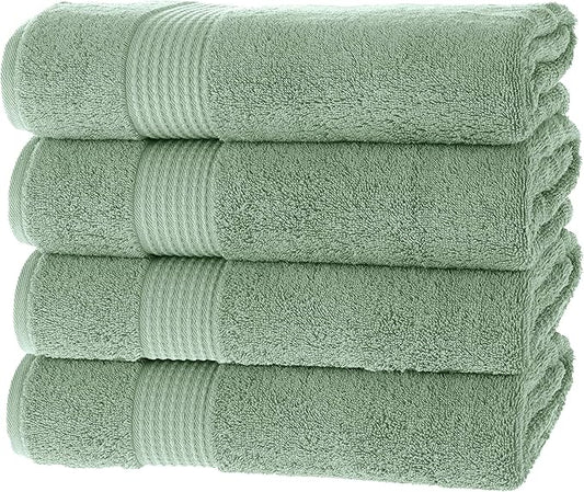 MAURA Basics Performance Bath Towels 100% Turkish Cotton with Hook Loops. Extra Large Luxury Absorbent Plush Towel Sets for Bathroom, Daily Use American Standard Size 27”x54”, Sage Green