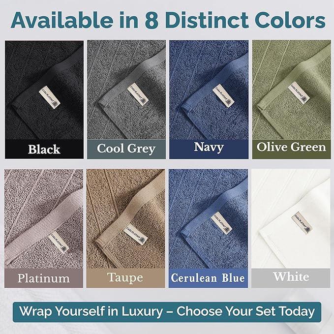 Casa Platino 100% Mercerized Cotton Hand Towels for Bathroom (16"x28") - Spa & Hotel Quality - Ring Spun - Quick Dry, Soft & Absorbent Bath Hand Towel Set of 6 - Pet Friendly, Pre Shrunk - Cool Grey